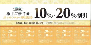 株式会社トラスト 株主優待券　Jネットレンタカー利用割引券 10％・20％オフ　2024年6月末日まで