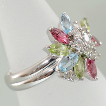 【H33】 Pt900 プラチナ ダイヤモンド 0.38ct マルチカラーストーン 花 フラワーモチーフ デザイン リング 指輪 中古品仕上げ済み 11号_画像4
