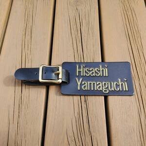  stylish leather nameplate (12 centimeter ×6 centimeter ). pushed . manner ( black × gold )[News Gothic 72point]