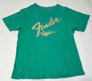 80s～ USA製 fender プリントTシャツ S M 程度 フェンダー ギター 緑 グレー 80年代 アメリカ製 ビンテージ