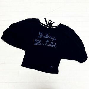 1060◎ 三陽商会 BURBERRY BLUE LABEL バーバリー ブルーレーベル トップス 長袖 文字 ロゴ 刺繍 ブラック レディース38