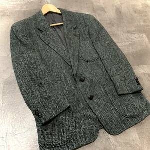 S ☆ 極上!!HARRIS TWEED'ハリスツイード社製'生地『DAKS』ロゴ刻印ボタン装飾 ツイード/テーラードジャケット size:96AB5 アウター 紳士服