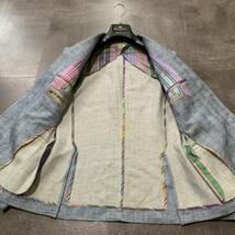 T ☆ 良品/ 付属品付き '高級ラグジュアリー服' イタリア製『ETRO』COTTON&LINEN生地 2釦 ストライプ テーラードジャケット 紳士服 size:46_画像6