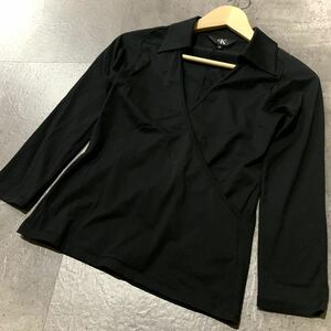 K ☆良品/ 都会のカジュアルウェア '国内正規品'『CK Calvin Klein』長袖 襟付き ストレッチブラウス/カットソー size:M トップス 婦人服