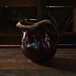 Vintage USA Pottery Pitcher 'Hull' 陶器 ピッチャー キッチン 花器 ディスプレイ インテリア アメリカ アンティーク ヴィンテージ Y-1372