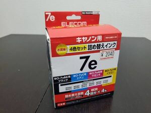【値下】THC-7BCSET4N　キヤノン「BCI-7eBK/C/M/Y」対応詰め替えインク (4色セット・4回分)　未使用 ELECOM
