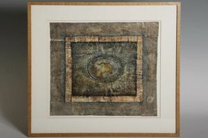 Art hand Auction 8069 Berthois Rigal Tentative title: Mysterious World 1977 work Framed Watercolor and embossed Authentic French Surrealism, Painting, watercolor, others