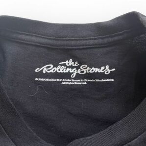 19年製 THE ROLLING STONES ザ ローリングストーンズ ×GU 半袖 刺繍ロゴ コットン Tシャツ 丸首 ワンポイント トップス バンド S ブラックの画像3