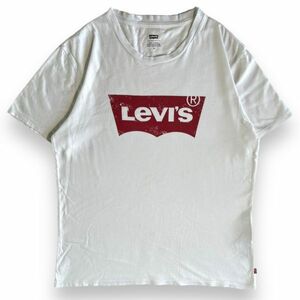 Levi's リーバイス 半袖 プリント ロゴ コットン Tシャツ 丸首 トップス カットソー 定番 アメカジ M ホワイト レッド