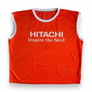 美品 HITACHI 日立 INSPIRE THE NEXT プリント メッシュ ノースリーブ ビブス タンクトップ 企業物 非売品 トップス F 蛍光 オレンジ