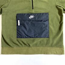 【レア】NIKE ナイキ フリース ハーフジップ センターポケット ロゴ刺繍 Mサイズ グリーン カーキ ジャケット 匿名配送_画像5