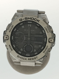 CASIO◆G-STEEL/ソーラー腕時計/デジアナ/ステンレス/ブラック/シルバー/GST-B400D-1AJF