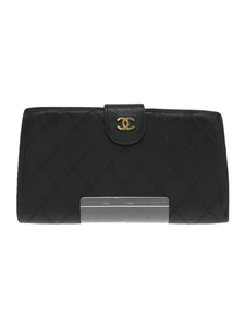 CHANEL◆長財布/レザー/BLK/メンズ