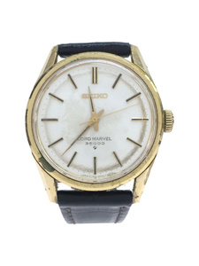 SEIKO* hand winding wristwatch / analogue / leather /WHT/BLK/5740-8000
