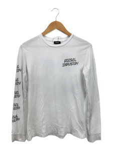 DIESEL◆長袖Tシャツ/L/コットン/WHT/プリント/93242/ホワイト/シロ