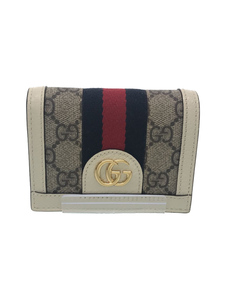 GUCCI◆グッチ/2つ折り財布_オフィディア_GGスプリーム_ウェブ/-/ホワイト/レディース