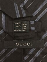 GUCCI◆ネクタイ/シルク/BLK/ストライプ/メンズ_画像3