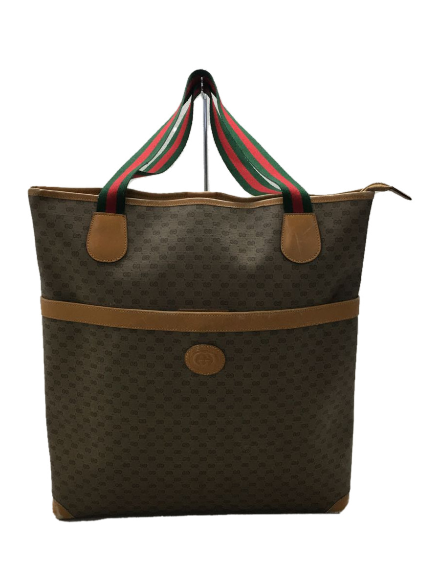 GUCCI◆オールドグッチ/シェリーライン/トートバッグ/PVC/ブラウン/総柄/002.39.0163