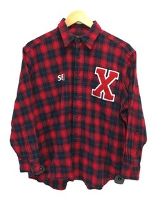 WIND AND SEA◆PLAID FLANNEL SHIRT/長袖シャツ/S/コットン/RED/チェック/WDS-XXX-21A-05