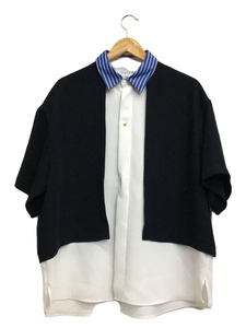 CULLNI*23SS/ Layered design shirt / short sleeves shirt /1/ polyester / white / white 