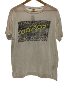 adidas◆Tシャツ/O/コットン/WHT/ADT-1028/デサント製/シングルステッチ/90S/