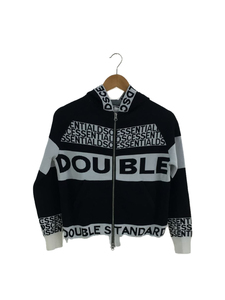 DOUBLE STANDARD CLOTHING◆ジップパーカー/38/レーヨン/BLK/総柄/2509-040-204