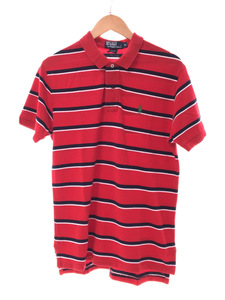 POLO RALPH LAUREN◆ポロシャツ/M/コットン/RED/ボーダー