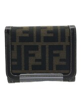 FENDI◆2つ折り財布/キャンバス/BRW/総柄/レディース/ズッカ柄_画像1