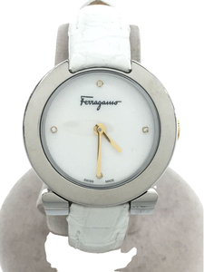 Salvatore Ferragamo* кварц наручные часы / аналог / кожа /WHT/FAP010016/* оправа маленькая царапина иметь / ремень повреждение 