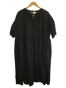 nest Robe◆UpcycleLino/ギャザースキッパーワンピース/FREE/リネン/BLK/01222-1049