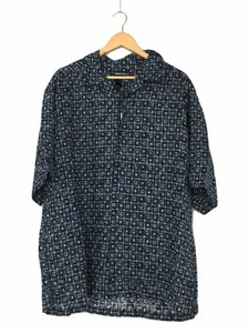 Claiborne/オープンカラーシャツ/半袖シャツ/XL/リネン/ネイビー/レーヨン混/開襟