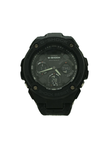 CASIO◆ソーラー腕時計・G-SHOCK/デジアナ/キャンバス/BLK/BLK/SS