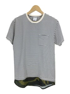 Mr.GENTLEMAN◆LAYERED BORDER MESH TEE/Tシャツ/M/コットン/WHT/ボーダー/MGI-S-CS02