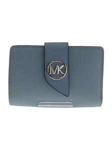 MICHAEL KORS◆GREENWICH/ダブウォレット/ミディアム/レザー/BLU/レディース/32S2S0KE6L