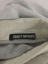 ISSEY MIYAKE◆ヨゴレ有/胸プリーツ/比翼ボタン/長袖シャツ/2/コットン/グレー_画像3