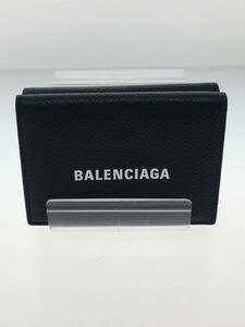 BALENCIAGA◆3つ折り財布/レザー/ブラック/594312/CASH MINI WALLET/バレンシアガ/ロゴ