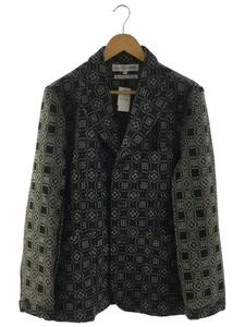 COMME des GARCONS SHIRT◆テーラードジャケット/S/ウール/BLK/総柄/縮絨/ブランケット/裾モヘア