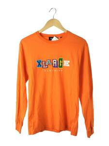 X-LARGE◆MULTI COLLEGE LOGO/長袖Tシャツ/S/コットン/オレンジ