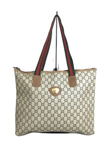 GUCCI PLUS◆GG/シェリーライン/トートバッグ/-/CML/総柄/角擦れ有/内側ポケット劣化有