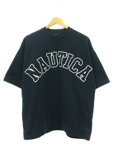 NAUTICA◆ノーチカ/Tシャツ/M/コットン/ネイビー/22SS/アーチロゴ/222-1225/首周り汚れ有