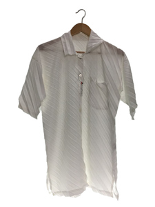 me ISSEY MIYAKE◆ANGLE PLEATS SHIRT/半袖シャツ/-/ポリエステル/WHT/MI71FJ503