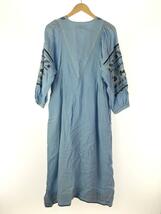 SILAS◆EMBROIDERY V NECK DRESS/one/ヘンプ/BLU/総柄/110201041001_画像2