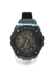 CASIO◆クォーツ腕時計/GST-W300G/デジアナ/ラバー/BLU/BLK/カシオ/G-SHOCK