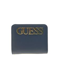 GUESS◆2つ折り財布/フェイクレザー/BLU/無地/メンズ/VG687641/タグ付き