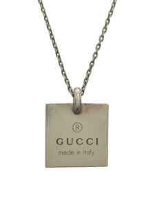 GUCCI◆スクエアプレート ペンダント ネックレス/SV925/SLV/トップ有