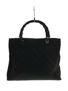 GUCCI◆GGキャンバス/バンブートート/ハンドバッグ_オールドバンブー/レザー/BLK