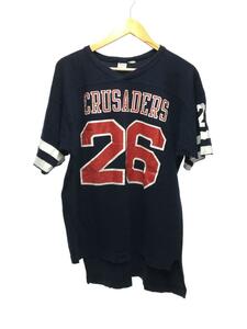 Champion◆80s/トリコタグ/フットボールTee/7分袖カットソー/L/コットン/NVY/無地