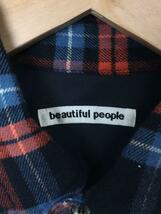 beautiful people◆ネルシャツ/38/ウール/マルチカラー/チェック/1130106401/21AW_画像3