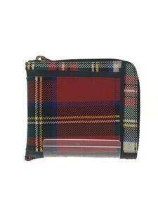 COMME des GARCONS◆TARTAN PATCHWORK COIN CASE S/ウール/レッド/タータンCK/メンズ/SA3100TP