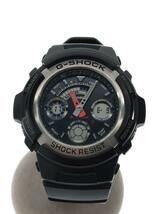 CASIO◆クォーツ腕時計・G-SHOCK/デジアナ/ラバー/BLK/BLK/AW-590_画像1